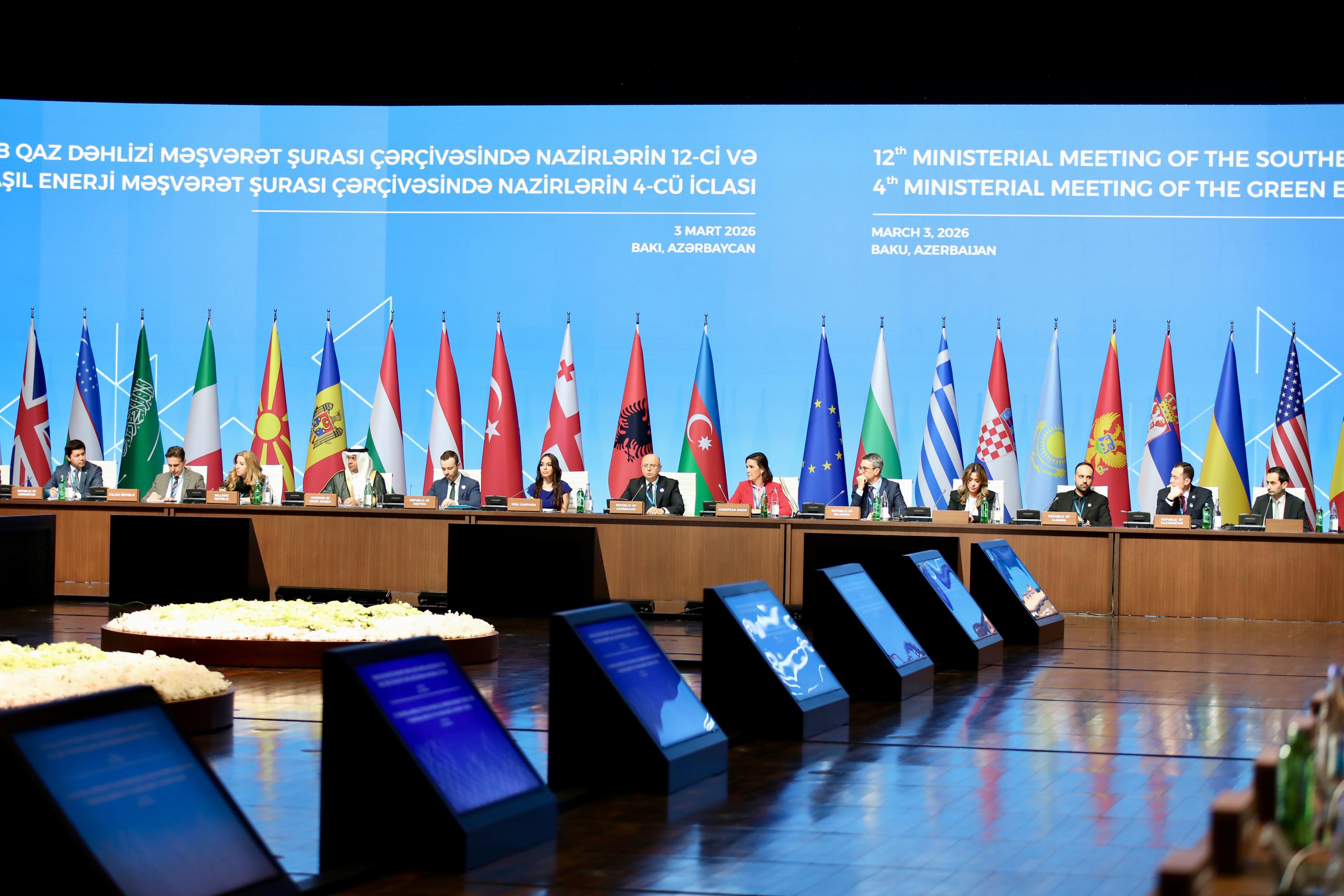 Cənub Qaz Dəhlizi Məşvərət Şurası nazirlərin 12-ci iclası və Yaşıl Enerji Məşvərət Şurası nazirlərin 4-cü iclası plenar sessiyalarla davam edib