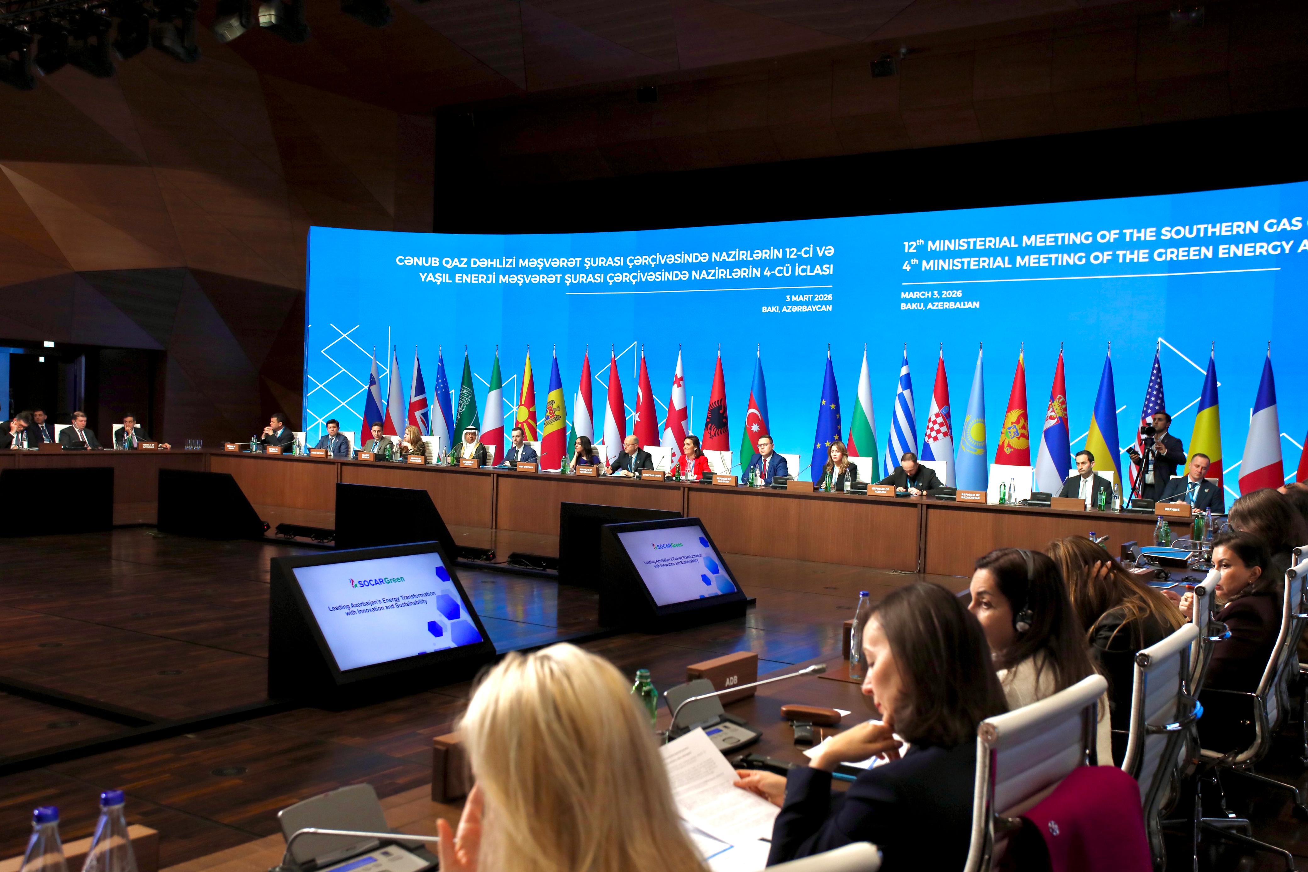 Cənub Qaz Dəhlizi Məşvərət Şurası nazirlərin 12-ci iclası və Yaşıl Enerji Məşvərət Şurası nazirlərin 4-cü iclası plenar sessiyalarla davam edib