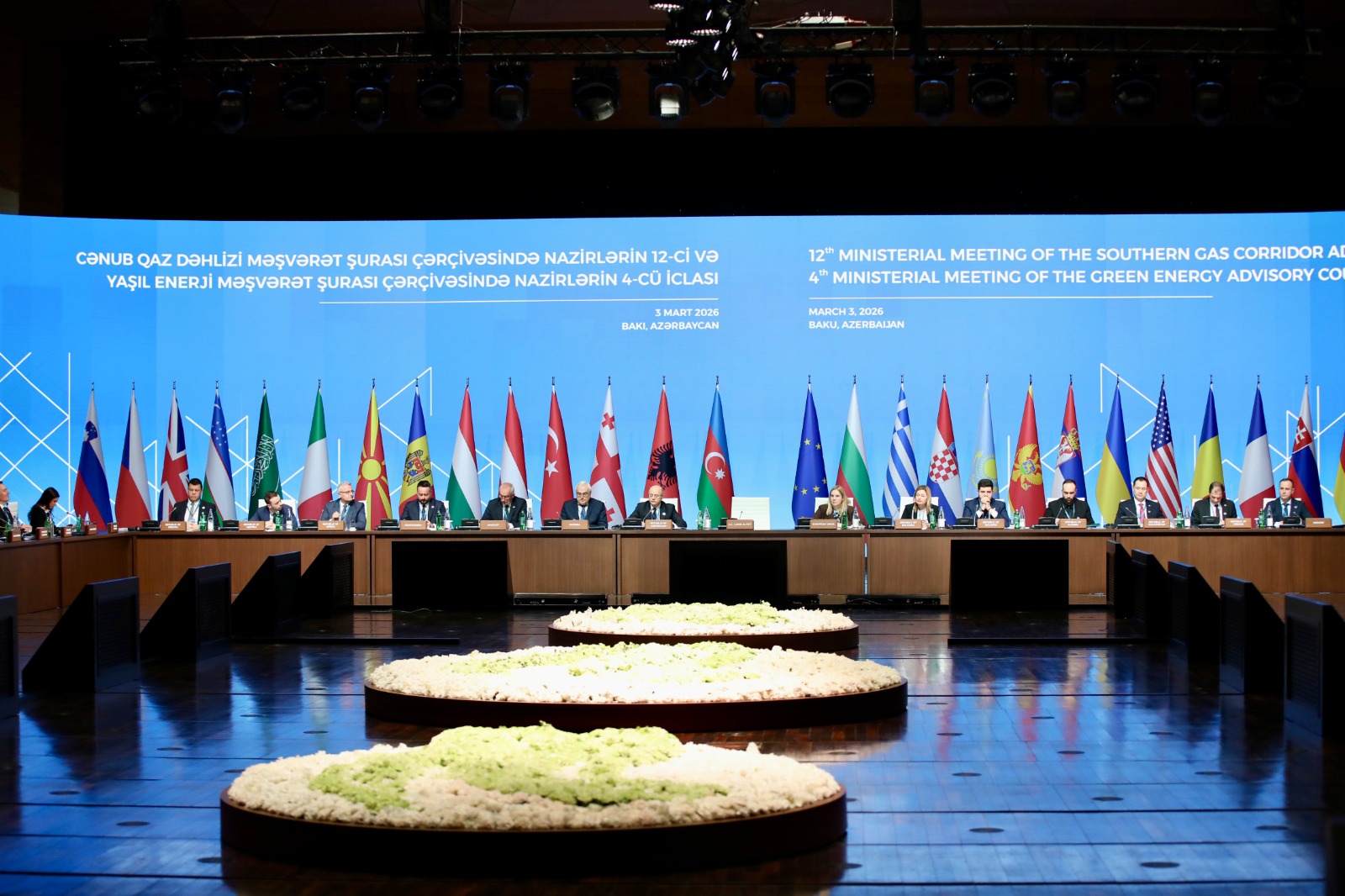 Cənub Qaz Dəhlizi Məşvərət Şurası nazirlərin 12-ci iclası və Yaşıl Enerji Məşvərət Şurası nazirlərin 4-cü iclası plenar sessiyalarla davam edib