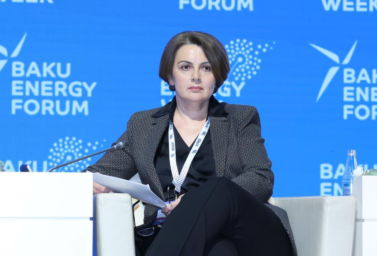 “Enerji Körpüləri: Yaşıl Enerjidən Regional İnteqrasiyaya” adlı panel sessiyasında Bərpa Olunan Enerji Mənbələri Dövlət Agentliyinin direktor müavini Rəna Hümbətova çıxış edib